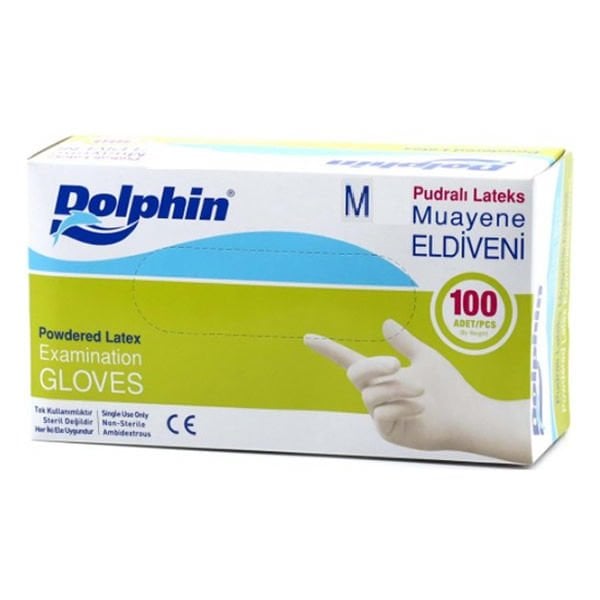 Dolphin 100 lü M Latex Pudralı Eldiven