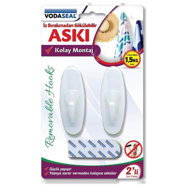 Vodaseal 2 Kg Kapasiteli İz Bırakmaz Sökülebilir 3 lü Beyaz Askı