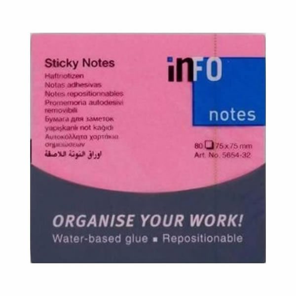 Halsa Info Notes 75x75  80 Yaprak Parlak Pembe Not Kağıdı