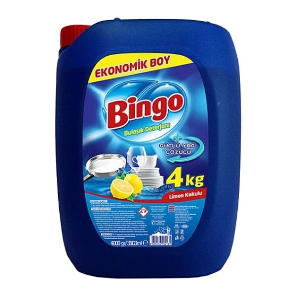Bingo 4 kg Sıvı Limon Kokulu Bulaşık Deterjanı