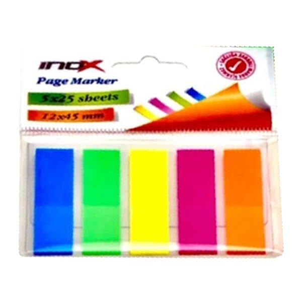Inox 2625 12x45 25 Yaprak 5 Renk Yapışkanlı Not Kağıdı