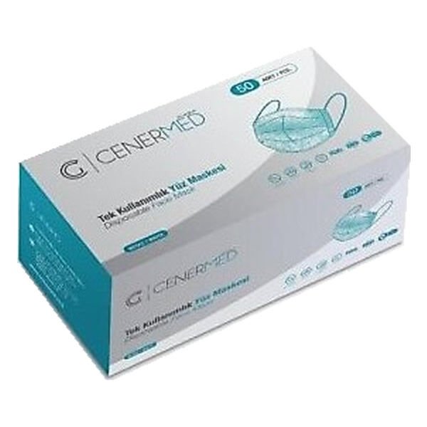Cenermed 50 li Mavi 4 Katlı Lastik Halkalı Melt-Blown Maske