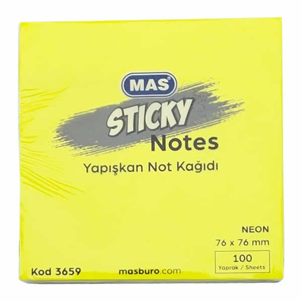 Mas 3659 76x76 100 Yaprak Neon Yapışkanlı Not Kağıdı
