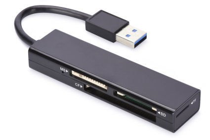 Ednet 4 port USB 3.0 Kart Okuyucusu, MS, SD, T-flash, CF hafıza kartları ile uyumlu, siyah renk