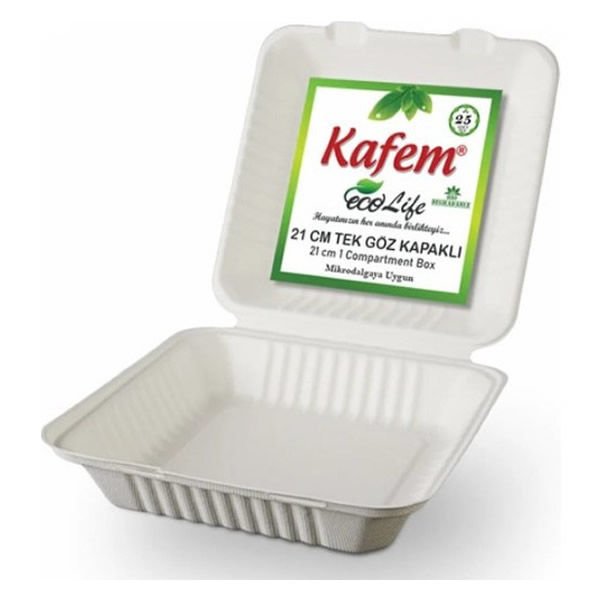 Kafem 25 li 21 cm Tek Göz Kapaklı Karton Tabak