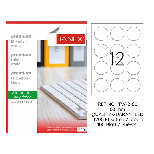 Tanex TW-2160 60 mm 100 lü Lazer Etiket