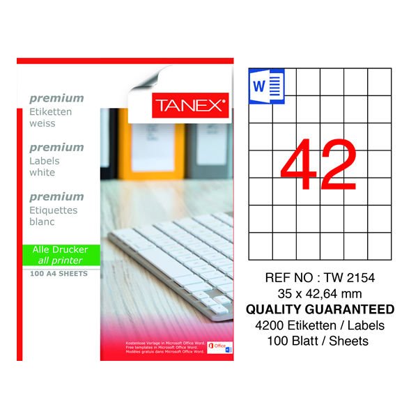 Tanex TW-2154 35x42,64mm 100 lü Lazer Etiket