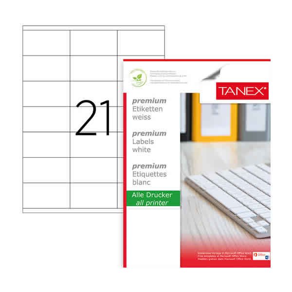 Tanex TW-2121 70x38mm 100 lü Lazer Etiket
