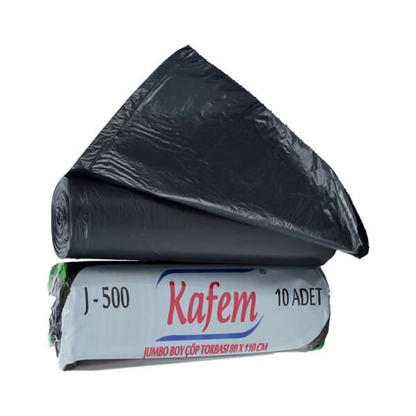 Kafem J500 80x110 cm 10 lu Siyah Jumbo Çöp Poşeti