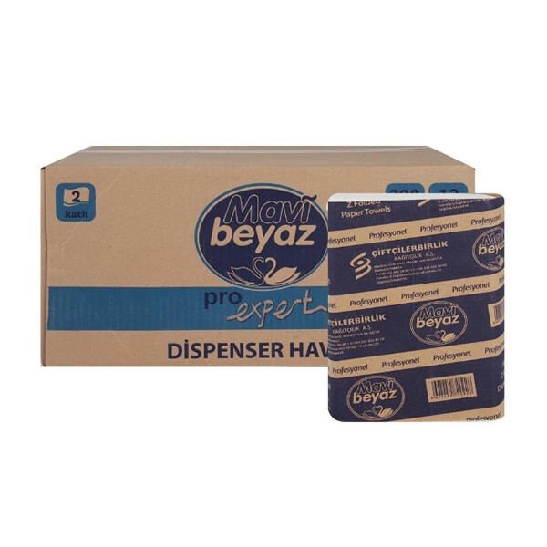 Ofis 21x23 cm 12 li 150 Yaprak Mavi Beyaz Dispenser Havlu Kağıt