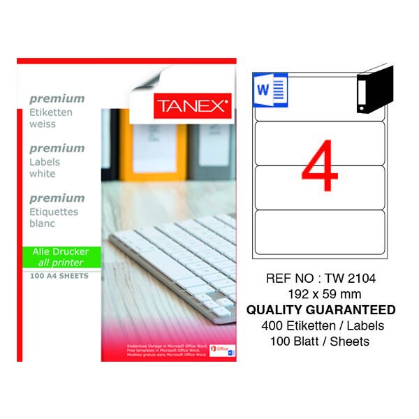 Tanex TW-2104 192x59mm 100 lü Lazer Etiketi