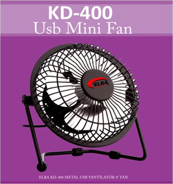 Elba KD-400 Metal 4'' Usb Vantilatör Renkli