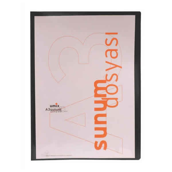 Umix U120 Önden Cepli A3 20 Yaprak Siyah Sunum Dosyası