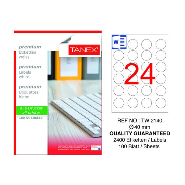 Tanex TW-2140 40 mm 100 lü Lazer Etiket