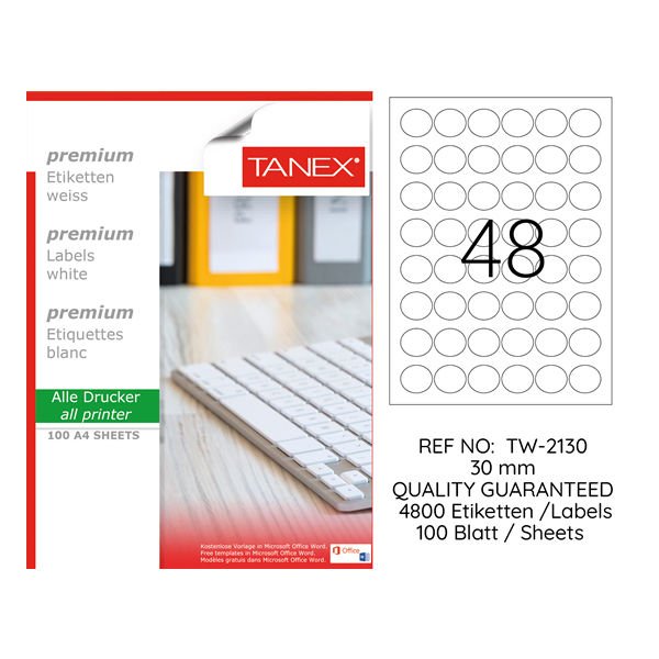Tanex TW-2130 30 mm 100 lü Lazer Etiket