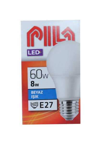Ampul Pila Led a60 8w-60w E27 Beyaz Led Ampul