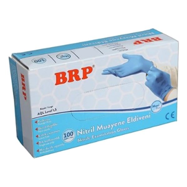 Brp 100 lü XL Mavi Nitril Pudrasız Eldiven