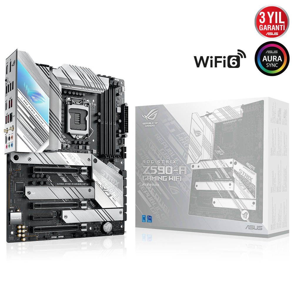 Asus Rog Strix Z590-A Gaming Wifi 5333(Oc) Ddr4 Soket 1200 M.2 Hdmi Dp Atx Anakart