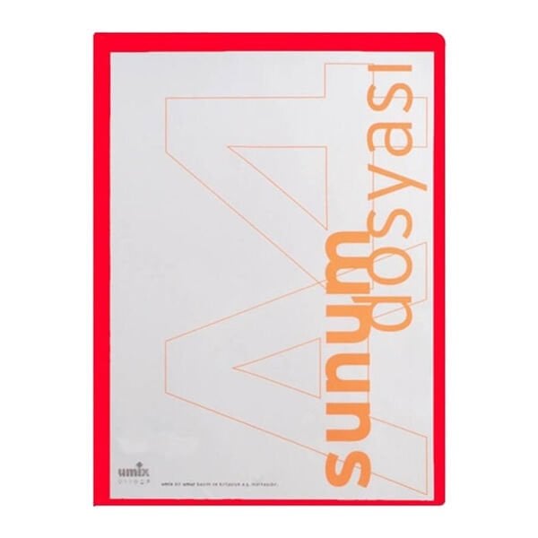Umix 1101P Önden Cepli A4 10 Yaprak Kırmızı Sunum Dosyası