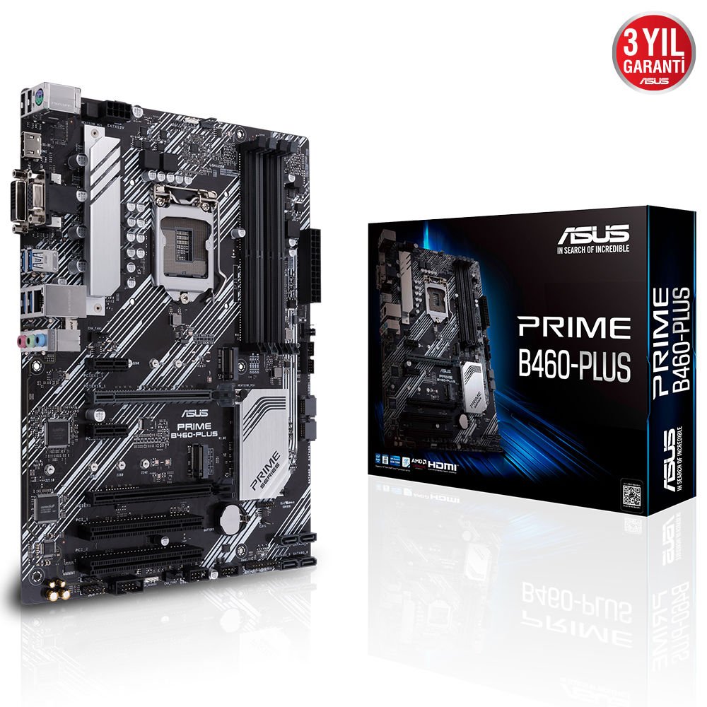 Asus Prime B460-Plus Intel 10.Nesil DDR4 Hdmi Dvi Vga 2xM2 Usb3.1 Anakart