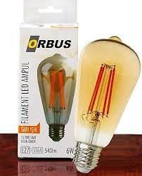 Orbus ORB-STB6W ST64 Clear 6W E27 Beyaz Işık 600 Lm Led Ampul RA80 220-240V-50Hz
