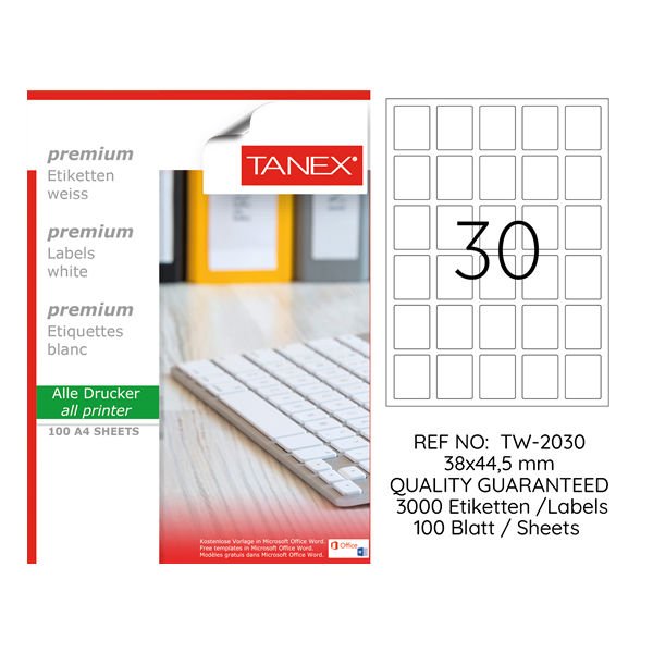 Tanex TW-2030 38x44,5mm 100 lü Lazer Etiketi