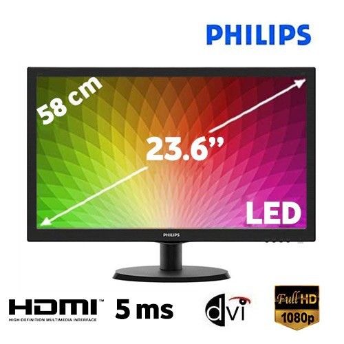 Philips 23,6'' 243V5Qhsba-01 1920X1080 Hdmı Dvı Vga Vesa 8Ms Siyah Led Monitör